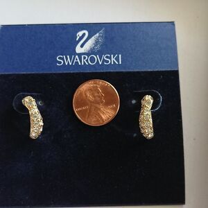 Swarovski gold tone half loop earrings